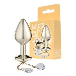 Plug Anal Dourado Tamanho M Com Pingente