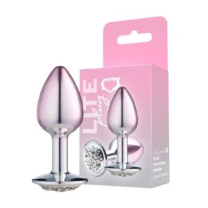 Plug Anal Prata Com Rosa Tamanho P Cravejado