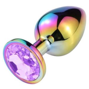 Plug Anal De Aço Com Pedra De Cristal Tamanho G